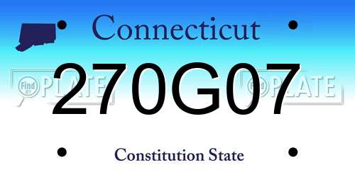 270G07 Connecticut License Plate