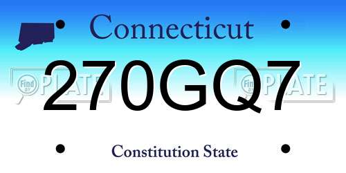 270GQ7 Connecticut License Plate