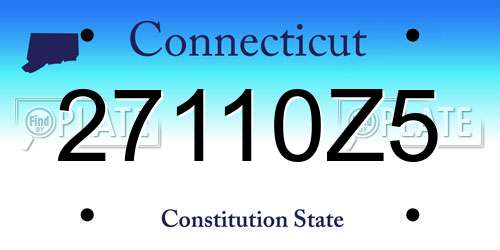 27110Z5 Connecticut License Plate