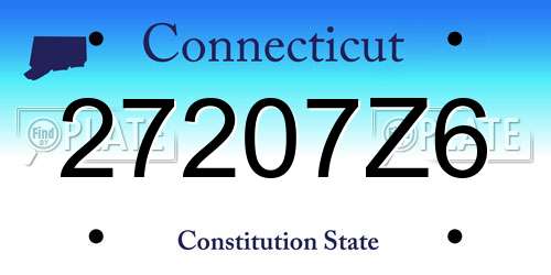 27207Z6 Connecticut License Plate