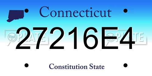 27216E4 Connecticut License Plate