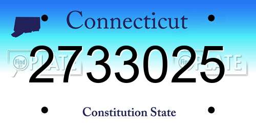 2733025 Connecticut License Plate