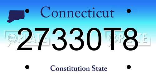 27330T8 Connecticut License Plate