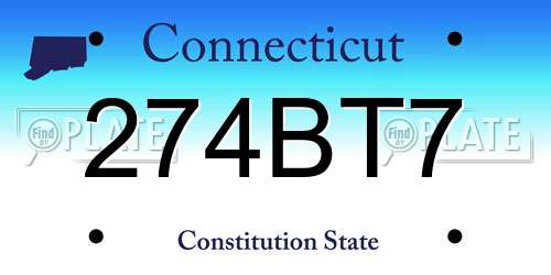 274BT7 Connecticut License Plate
