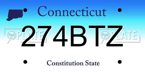 274BTZ Connecticut License Plate