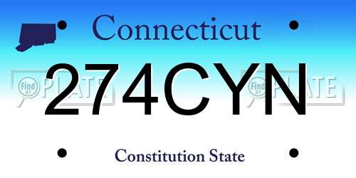 274CYN Connecticut License Plate