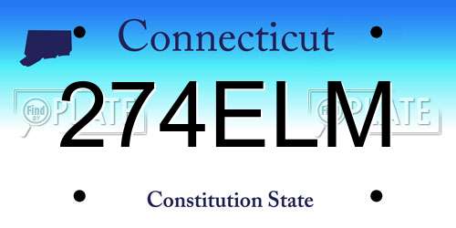274ELM Connecticut License Plate