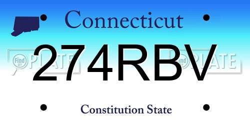 274RBV Connecticut License Plate