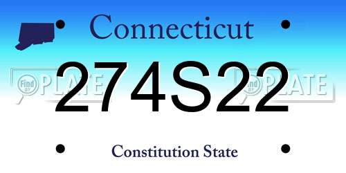 274S22 Connecticut License Plate