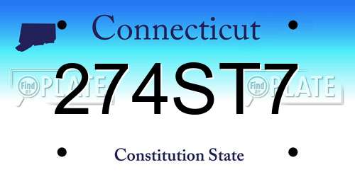 274ST7 Connecticut License Plate