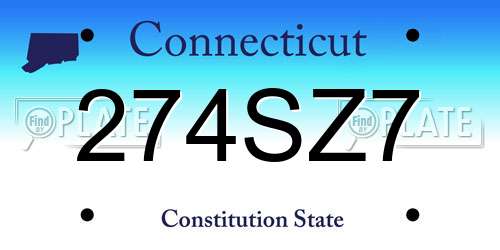 274SZ7 Connecticut License Plate
