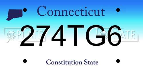 274TG6 Connecticut License Plate