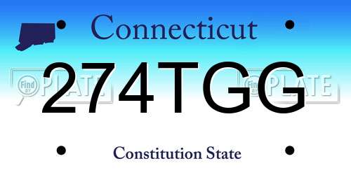 274TGG Connecticut License Plate