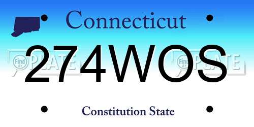 274WOS Connecticut License Plate