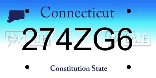 274ZG6 Connecticut License Plate