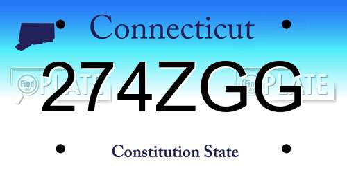 274ZGG Connecticut License Plate