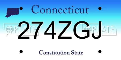 274ZGJ Connecticut License Plate