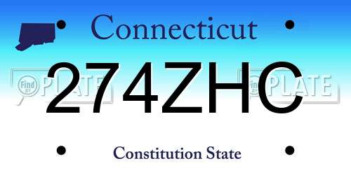 274ZHC Connecticut License Plate