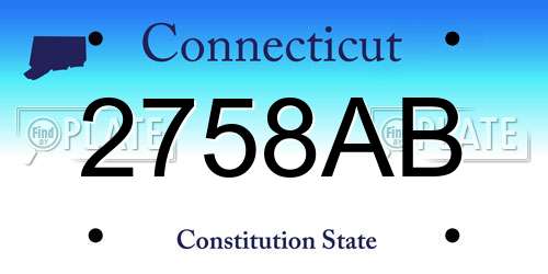 2758AB Connecticut License Plate