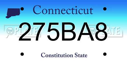 275BA8 Connecticut License Plate