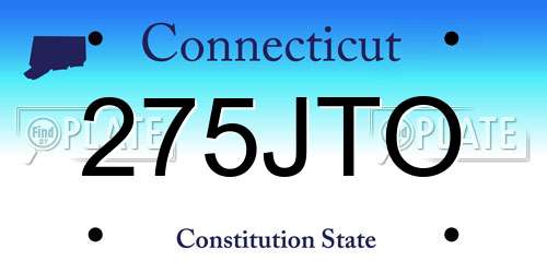 275JTO Connecticut License Plate