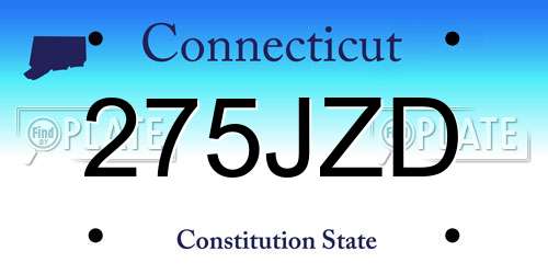275JZD Connecticut License Plate