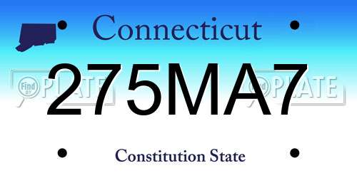 275MA7 Connecticut License Plate