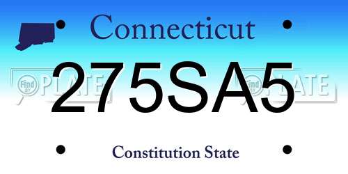 275SA5 Connecticut License Plate