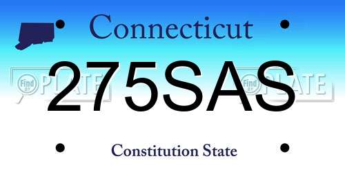 275SAS Connecticut License Plate