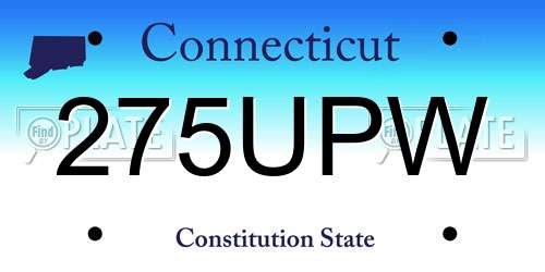 275UPW Connecticut License Plate