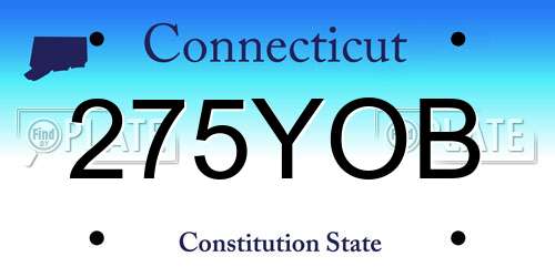 275YOB Connecticut License Plate