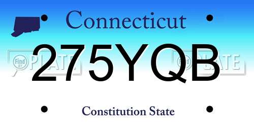 275YQB Connecticut License Plate