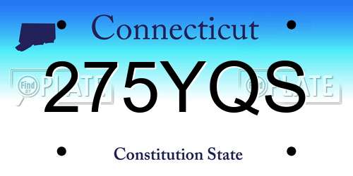 275YQS Connecticut License Plate