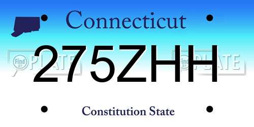 275ZHH Connecticut License Plate