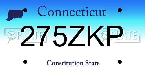 275ZKP Connecticut License Plate