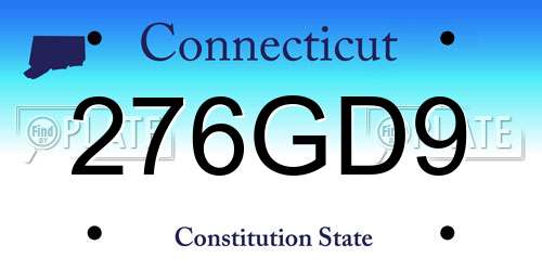 276GD9 Connecticut License Plate