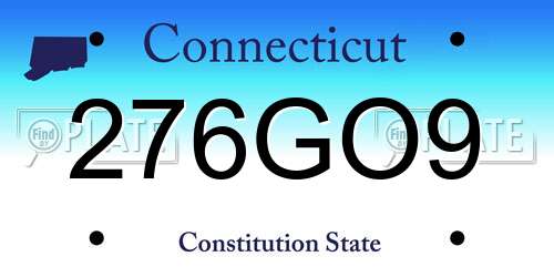 276GO9 Connecticut License Plate