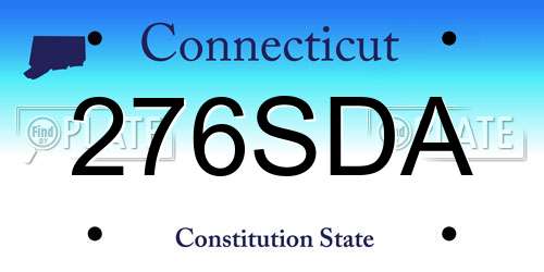 276SDA Connecticut License Plate