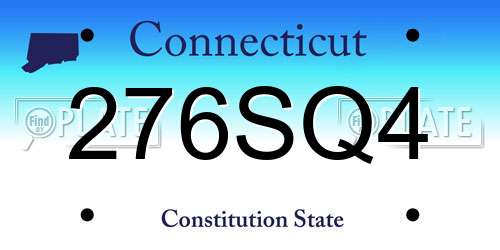 276SQ4 Connecticut License Plate
