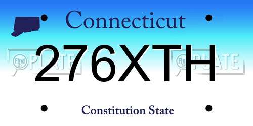 276XTH Connecticut License Plate