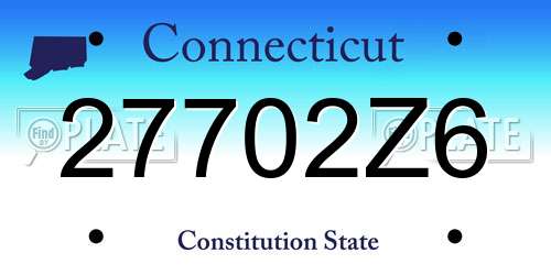 27702Z6 Connecticut License Plate