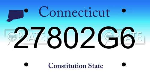 27802G6 Connecticut License Plate
