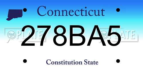 278BA5 Connecticut License Plate