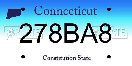 278BA8 Connecticut License Plate