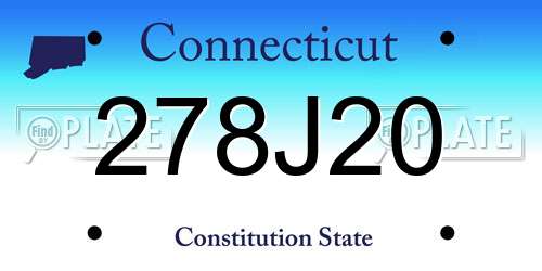 278J20 Connecticut License Plate