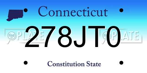 278JT0 Connecticut License Plate