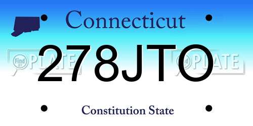 278JTO Connecticut License Plate