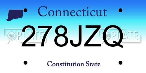 278JZQ Connecticut License Plate