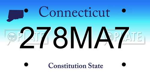 278MA7 Connecticut License Plate