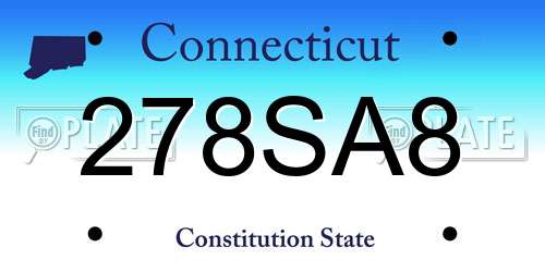 278SA8 Connecticut License Plate
